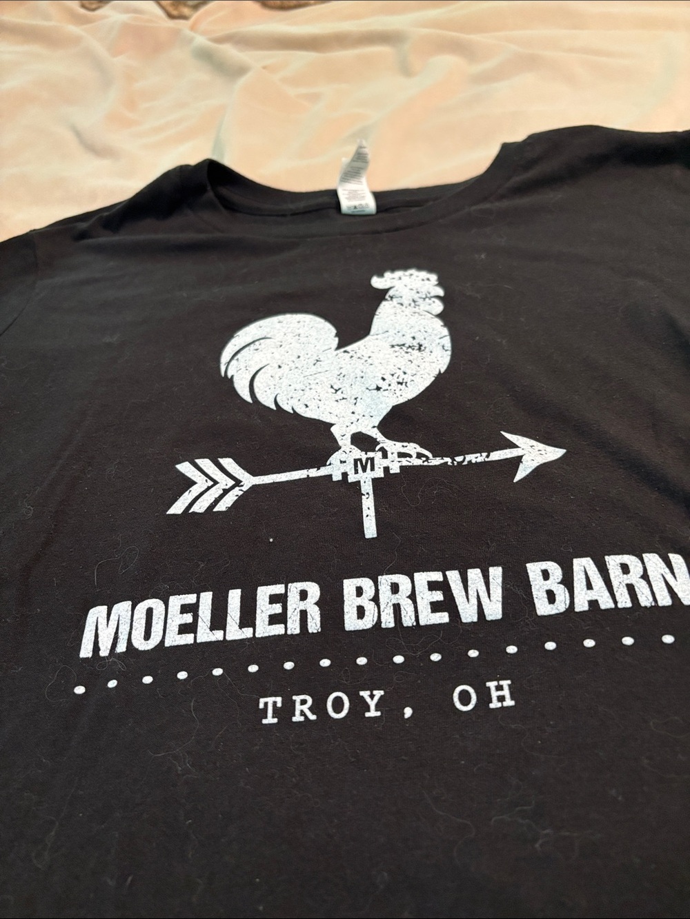 District Black Tee with White Rooster Graphic - Men